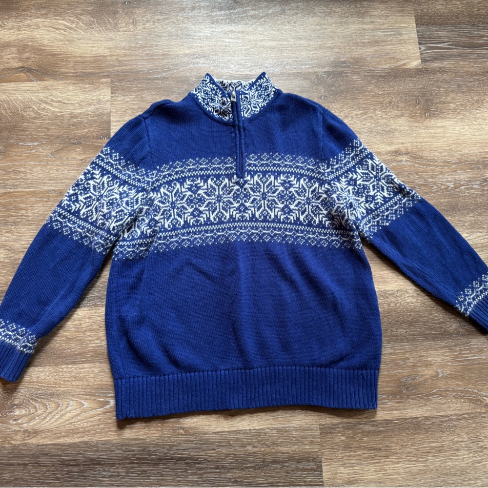 CJ Banks 1X Quarter Zip Snowflake Sweater.